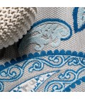 AMALFI COAST Area Rug Julien Paisley High-Low Blue/Light Gray 2 ft. x 8 ft. Indoor/Outdoor Runner Rug