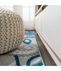AMALFI COAST Area Rug Julien Paisley High-Low Blue/Light Gray 2 ft. x 8 ft. Indoor/Outdoor Runner Rug