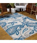 AMALFI COAST Area Rug Julien Paisley High-Low Blue/Light Gray 8 ft. x 10 ft. Indoor/Outdoor Area Rug