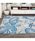 AMALFI COAST Area Rug Julien Paisley High-Low Blue/Light Gray 8 ft. x 10 ft. Indoor/Outdoor Area Rug