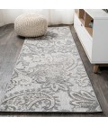 Gordes Paisley High-Low Light Gray/Ivory 2 ft. x 8 ft. Indoor/Outdoor Runner Rug