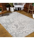 Gordes Paisley High-Low Light Gray/Ivory 3 ft. x 5 ft. Indoor/Outdoor Area Rug
