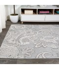 Gordes Paisley High-Low Light Gray/Ivory 3 ft. x 5 ft. Indoor/Outdoor Area Rug