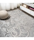 Gordes Paisley High-Low Light Gray/Ivory 3 ft. x 5 ft. Indoor/Outdoor Area Rug