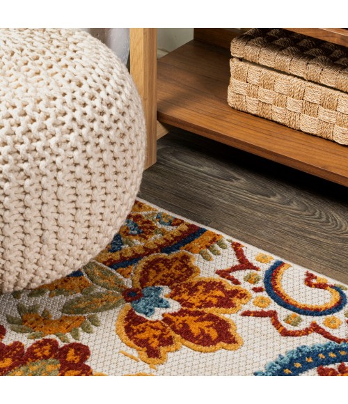 AMALFI COAST Area Rug Gordes Paisley High-Low Orange/Multi 2 ft. x 10 ft. Indoor/Outdoor Runner Rug