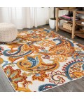 AMALFI COAST Area Rug Gordes Paisley High-Low Orange/Multi 4 ft. x 6 ft. Indoor/Outdoor Area Rug