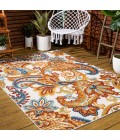 AMALFI COAST Area Rug Gordes Paisley High-Low Orange/Multi 4 ft. x 6 ft. Indoor/Outdoor Area Rug
