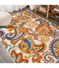 AMALFI COAST Area Rug Gordes Paisley High-Low Orange/Multi 4 ft. x 6 ft. Indoor/Outdoor Area Rug