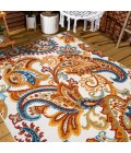 AMALFI COAST Area Rug Gordes Paisley High-Low Orange/Multi 4 ft. x 6 ft. Indoor/Outdoor Area Rug