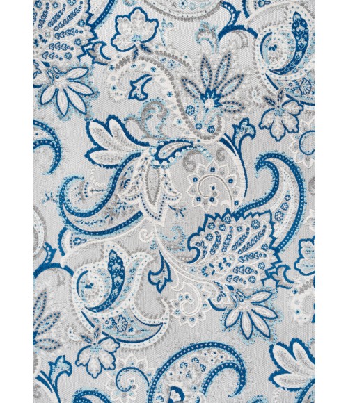 Gordes Paisley High-Low Light Gray/Blue 4 ft. x 6 ft. Indoor/Outdoor Area Rug