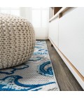 Gordes Paisley High-Low Light Gray/Blue 2 ft. x 8 ft. Indoor/Outdoor Runner Rug