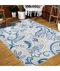 Gordes Paisley High-Low Light Gray/Blue 4 ft. x 6 ft. Indoor/Outdoor Area Rug