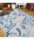 Gordes Paisley High-Low Light Gray/Blue 4 ft. x 6 ft. Indoor/Outdoor Area Rug