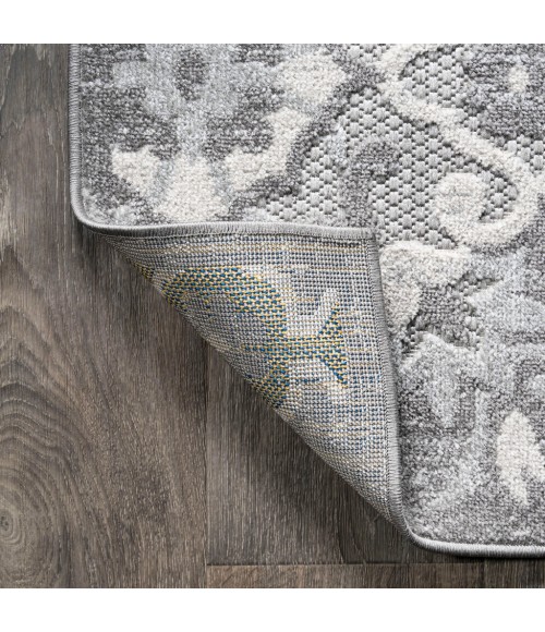 Lucena Modern Medallion High-Low Light Gray/Ivory 2 ft. x 8 ft. Indoor/Outdoor Runner Rug