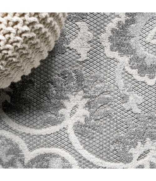 Lucena Modern Medallion High-Low Light Gray/Ivory 2 ft. x 8 ft. Indoor/Outdoor Runner Rug