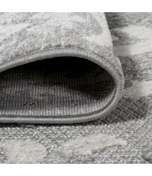 Lucena Modern Medallion High-Low Light Gray/Ivory 2 ft. x 8 ft. Indoor/Outdoor Runner Rug