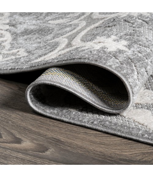 Lucena Modern Medallion High-Low Light Gray/Ivory 2 ft. x 8 ft. Indoor/Outdoor Runner Rug