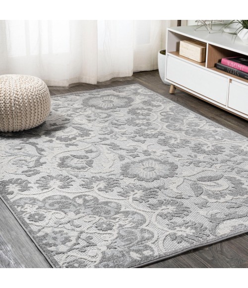 Lucena Modern Medallion High-Low Light Gray/Ivory 4 ft. x 6 ft. Indoor/Outdoor Area Rug