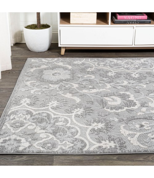Lucena Modern Medallion High-Low Light Gray/Ivory 4 ft. x 6 ft. Indoor/Outdoor Area Rug