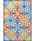 AMALFI COAST Area Rug Cassis Ornate Ogee Trellis High-Low Blue/Multi 8 ft. x 10 ft. Indoor/Outdoor Area Rug