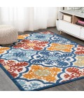 AMALFI COAST Area Rug Cassis Ornate Ogee Trellis High-Low Blue/Multi 8 ft. x 10 ft. Indoor/Outdoor Area Rug