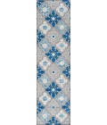 AMALFI COAST Area Rug Cassis Ornate Ogee Trellis High-Low Light Gray/Blue 2 ft. x 10 ft. Indoor/Outdoor Runner Rug