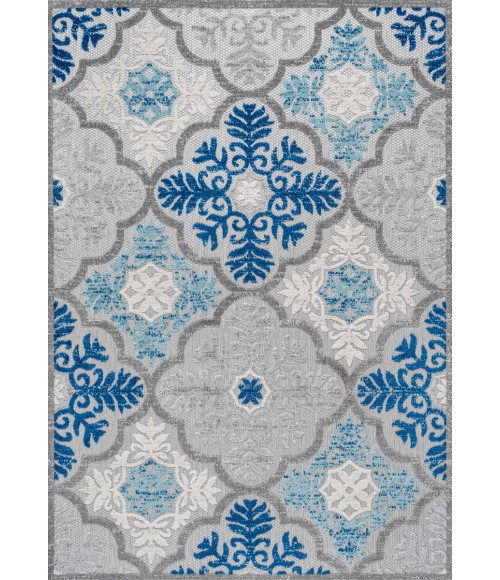 AMALFI COAST Area Rug Cassis Ornate Ogee Trellis High-Low Light Gray/Blue 5 ft. x 8 ft. Indoor/Outdoor Area Rug