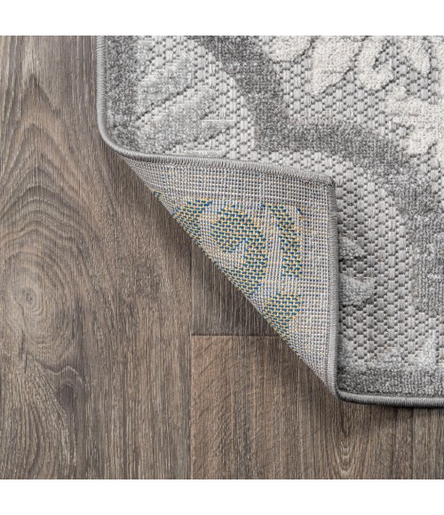 AMALFI COAST Area Rug Cassis Ornate Ogee Trellis High-Low Light Gray/Blue 2 ft. x 10 ft. Indoor/Outdoor Runner Rug