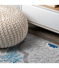 AMALFI COAST Area Rug Cassis Ornate Ogee Trellis High-Low Light Gray/Blue 2 ft. x 10 ft. Indoor/Outdoor Runner Rug