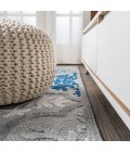 AMALFI COAST Area Rug Cassis Ornate Ogee Trellis High-Low Light Gray/Blue 2 ft. x 10 ft. Indoor/Outdoor Runner Rug