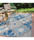 AMALFI COAST Area Rug Cassis Ornate Ogee Trellis High-Low Light Gray/Blue 5 ft. x 8 ft. Indoor/Outdoor Area Rug