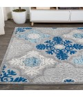 AMALFI COAST Area Rug Cassis Ornate Ogee Trellis High-Low Light Gray/Blue 5 ft. x 8 ft. Indoor/Outdoor Area Rug