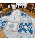 AMALFI COAST Area Rug Cassis Ornate Ogee Trellis High-Low Light Gray/Blue 5 ft. x 8 ft. Indoor/Outdoor Area Rug