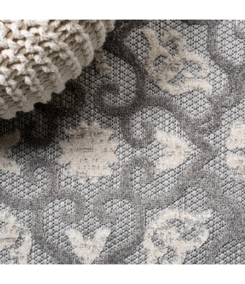 Gallia Tile Trellis High-Low Light Gray/Ivory 2 ft. x 10 ft. Indoor/Outdoor Runner Rug