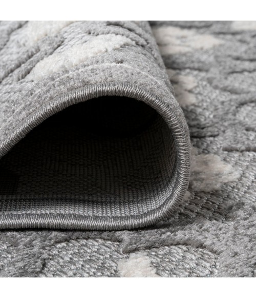 Gallia Tile Trellis High-Low Light Gray/Ivory 2 ft. x 10 ft. Indoor/Outdoor Runner Rug