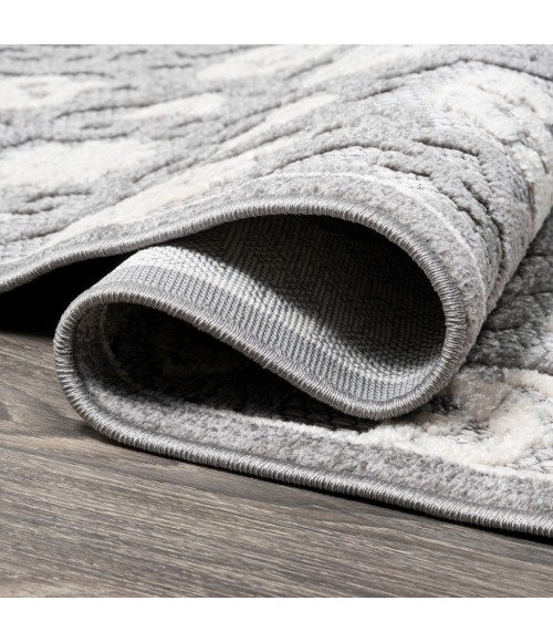 Gallia Tile Trellis High-Low Light Gray/Ivory 2 ft. x 10 ft. Indoor/Outdoor Runner Rug