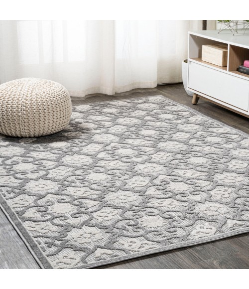 Gallia Tile Trellis High-Low Light Gray/Ivory 3 ft. x 5 ft. Indoor/Outdoor Area Rug