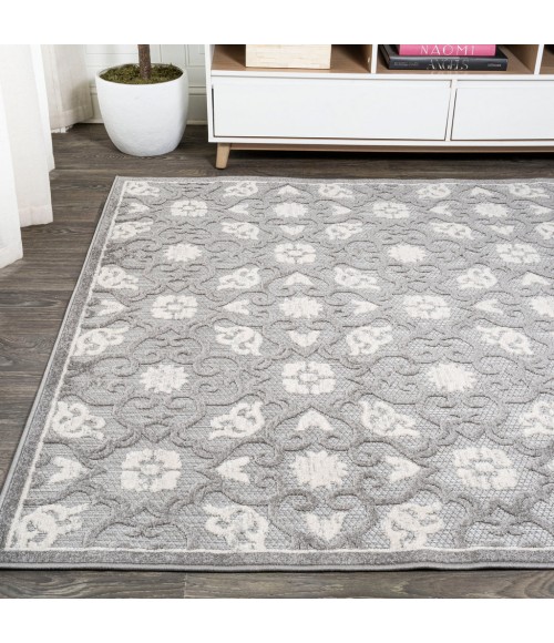 Gallia Tile Trellis High-Low Light Gray/Ivory 3 ft. x 5 ft. Indoor/Outdoor Area Rug
