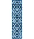 Gallia Tile Trellis High-Low Light Gray/Blue 2 ft. x 10 ft. Indoor/Outdoor Runner Rug