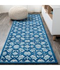 Gallia Tile Trellis High-Low Light Gray/Blue 2 ft. x 10 ft. Indoor/Outdoor Runner Rug