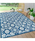 Gallia Tile Trellis High-Low Light Gray/Blue 4 ft. x 6 ft. Indoor/Outdoor Area Rug