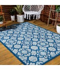 Gallia Tile Trellis High-Low Light Gray/Blue 4 ft. x 6 ft. Indoor/Outdoor Area Rug