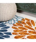 Crisantemo Floral High-Low Orange/Blue/Cream 2 ft. x 8 ft. Indoor/Outdoor Runner Rug