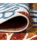 Crisantemo Floral High-Low Orange/Blue/Cream 2 ft. x 8 ft. Indoor/Outdoor Runner Rug