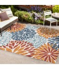 Crisantemo Floral Orange/Blue/Cream 3 ft. x 5 ft. Indoor/Outdoor Area Rug