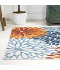 Crisantemo Floral Orange/Blue/Cream 3 ft. x 5 ft. Indoor/Outdoor Area Rug