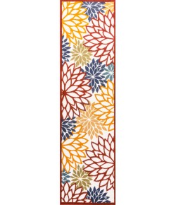 Jonathany Amalfi Coast AMC109B Cream/Red/Blue Area Rug 2 ft. 3 in. X 8 ft. Runner