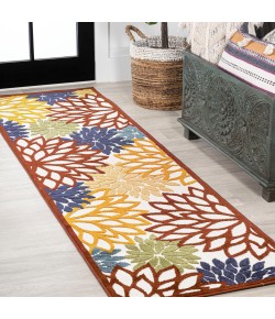 Jonathany Amalfi Coast AMC109B Cream/Red/Blue Area Rug 2 ft. 3 in. X 8 ft. Runner