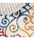AMALFI COAST Area Rug Atrani Scroll Trellis Cream/Blue/Red 2 ft. x 8 ft. Indoor/Outdoor Runner Rug