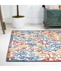Atrani Scroll Trellis Cream/Blue/Red 5 ft. x 8 ft. Indoor/Outdoor Area Rug